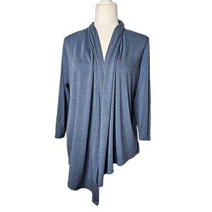 Zenergy By Chico's Blue Knit Cardigan Sweater Draped Size 2 large